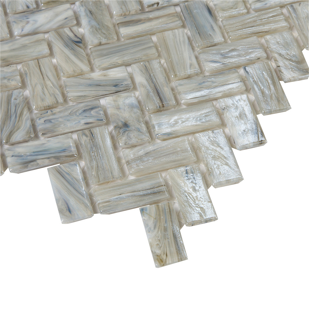 Shimmer Herringbone Mosaic 12X12 Driftwood Textured