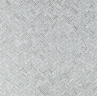 Shimmer Herringbone Mosaic 12X12 Ocean Foam Textured