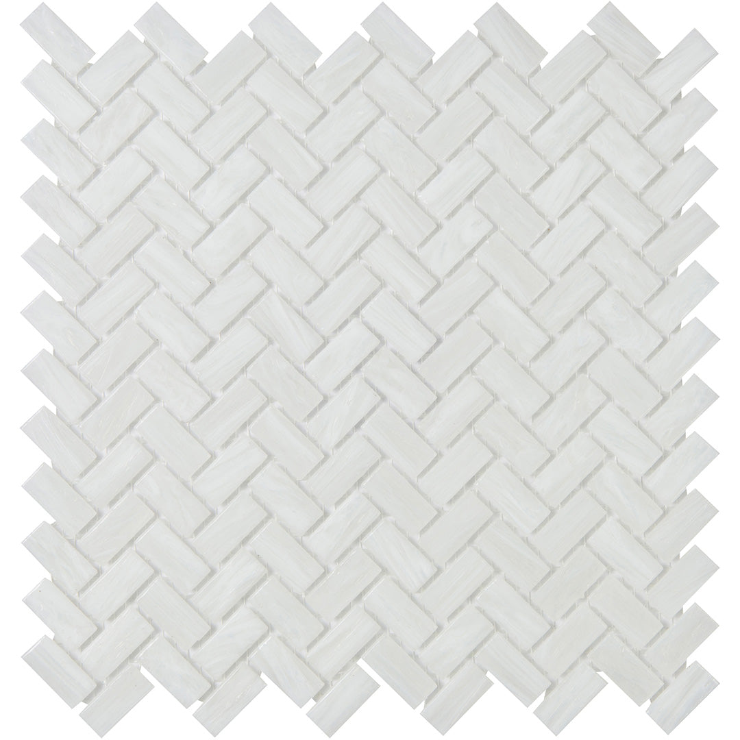 Shimmer Herringbone Mosaic 12X12 Ocean Foam Textured
