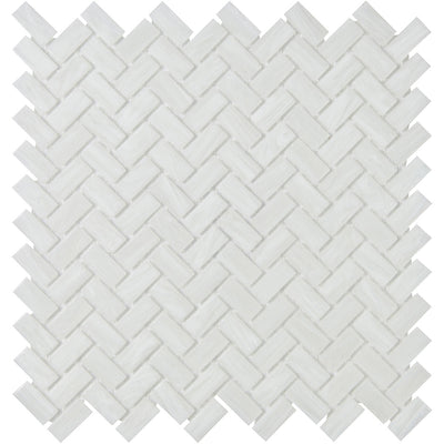 Shimmer Herringbone Mosaic 12X12 Ocean Foam Textured