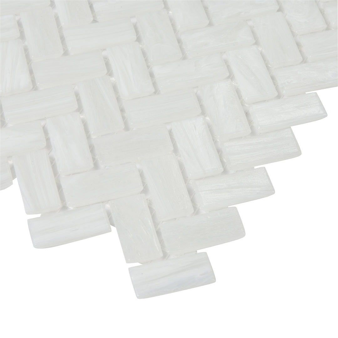 Shimmer Herringbone Mosaic 12X12 Ocean Foam Textured