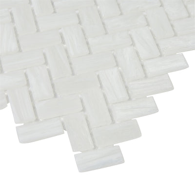 Shimmer Herringbone Mosaic 12X12 Ocean Foam Textured