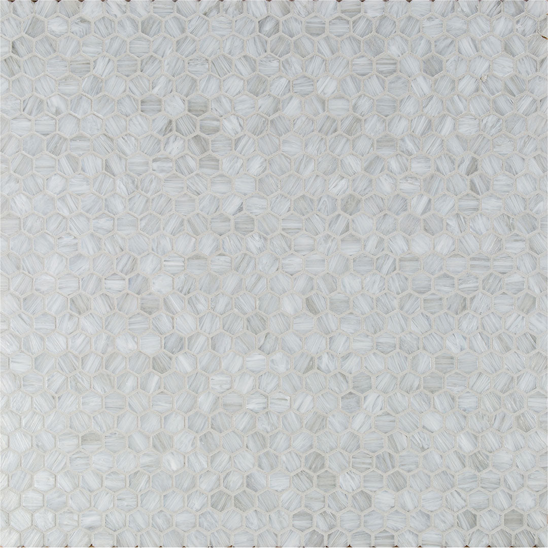 Shimmer Hexagon Mosaic 12X12 Ocean Foam Textured