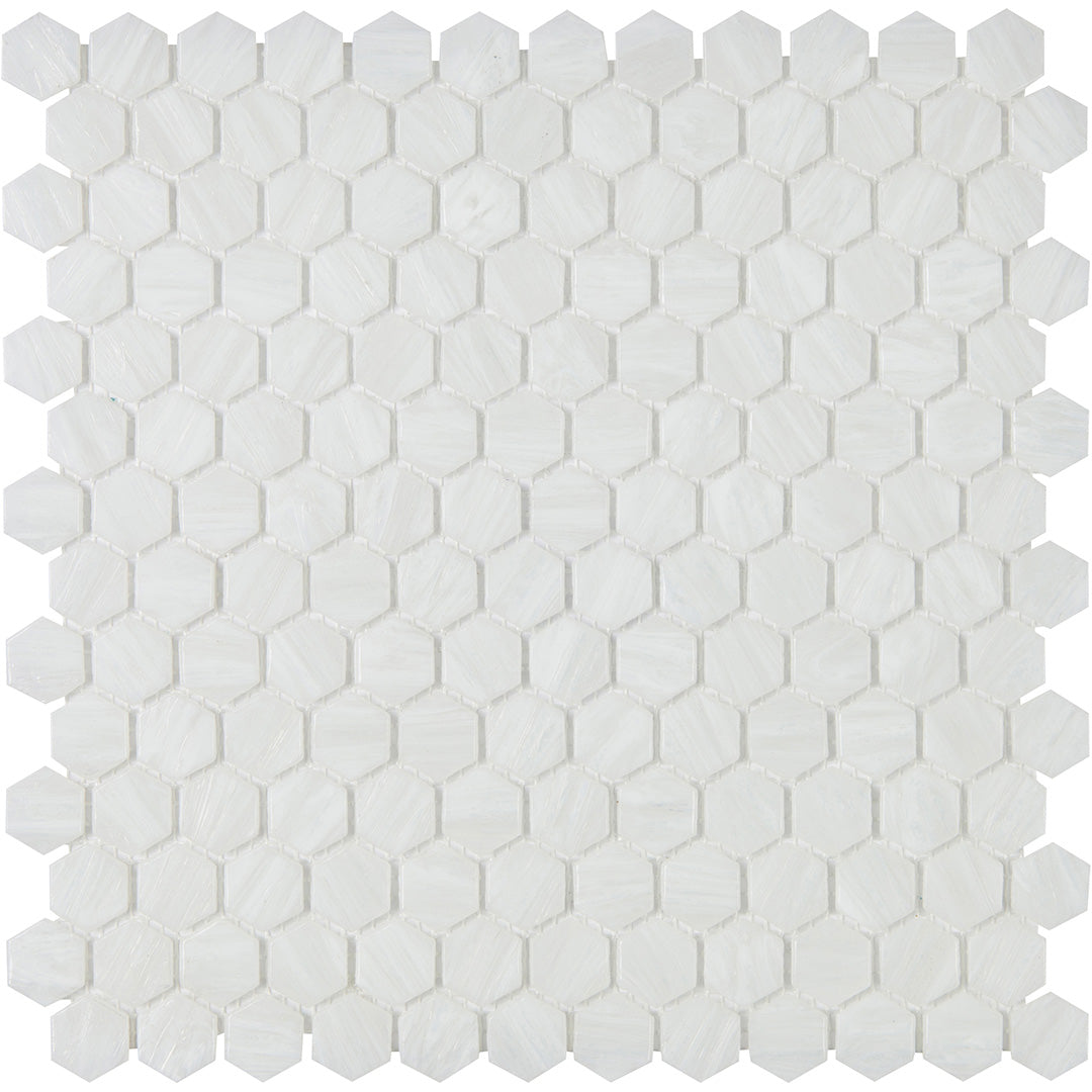 Shimmer Hexagon Mosaic 12X12 Ocean Foam Textured