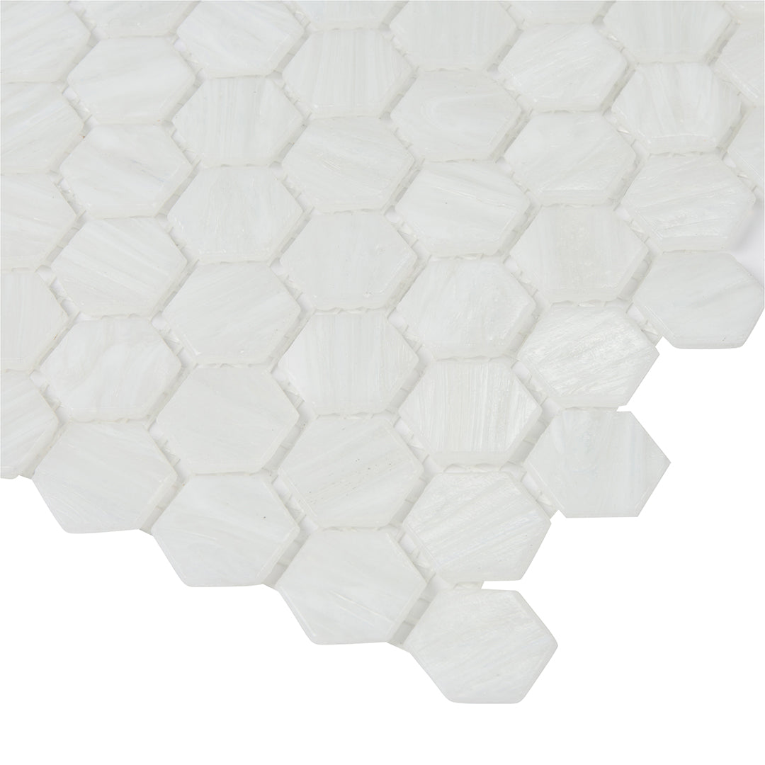 Shimmer Hexagon Mosaic 12X12 Ocean Foam Textured