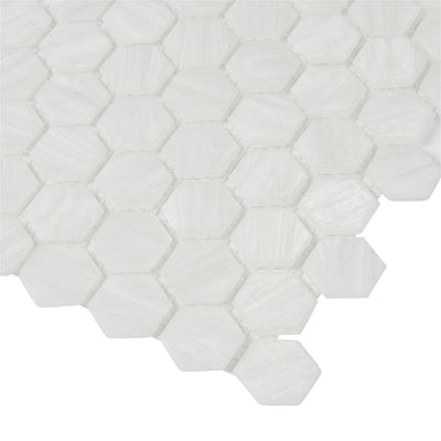 Shimmer Hexagon Mosaic 12X12 Ocean Foam Textured