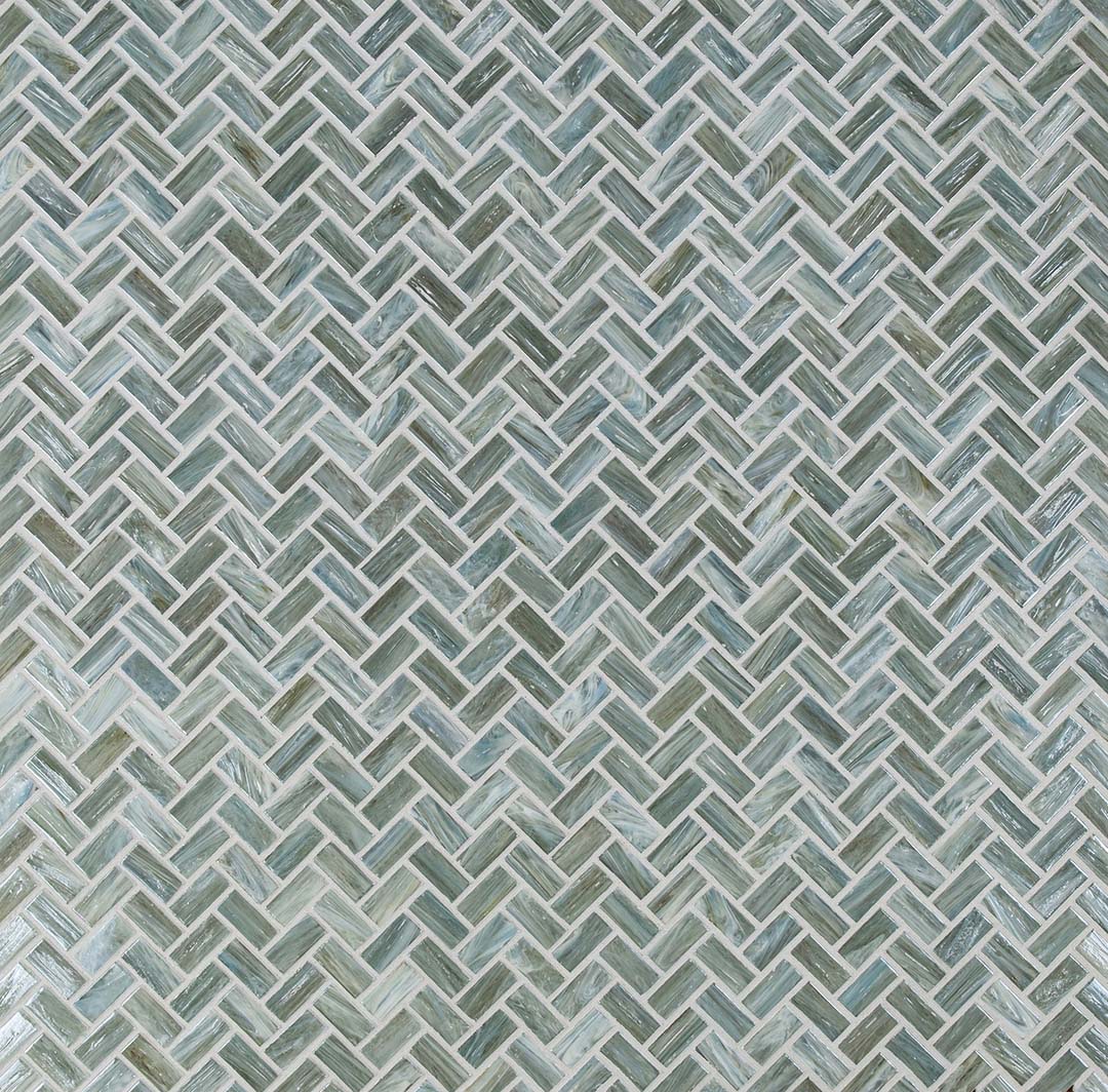 Shimmer Herringbone Mosaic 12X12 Waters Edge Textured