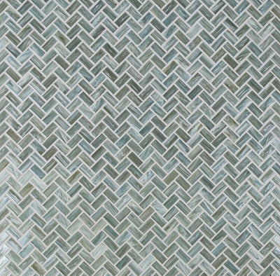 Shimmer Herringbone Mosaic 12X12 Waters Edge Textured