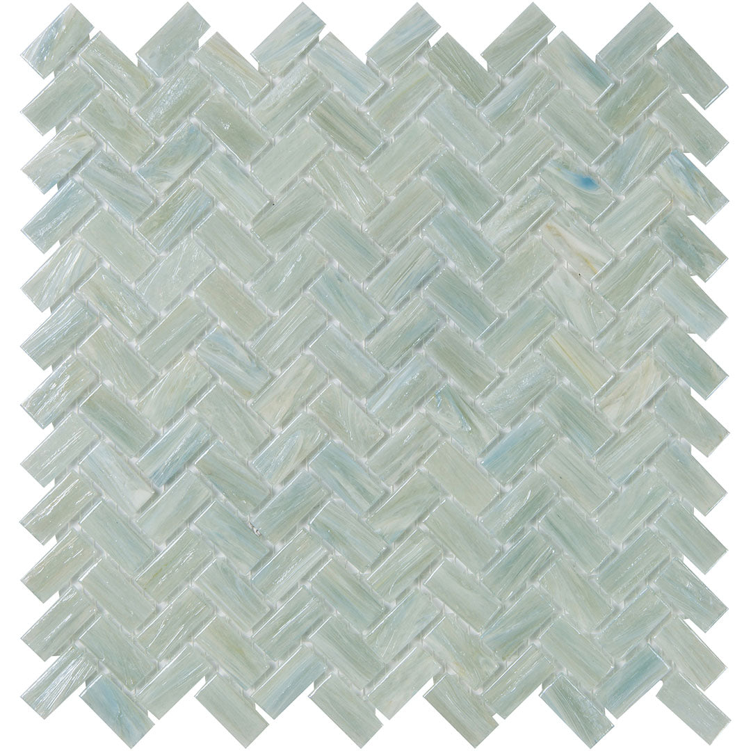 Shimmer Herringbone Mosaic 12X12 Waters Edge Textured