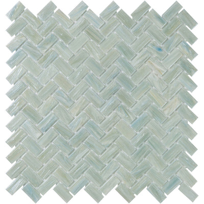 Shimmer Herringbone Mosaic 12X12 Waters Edge Textured