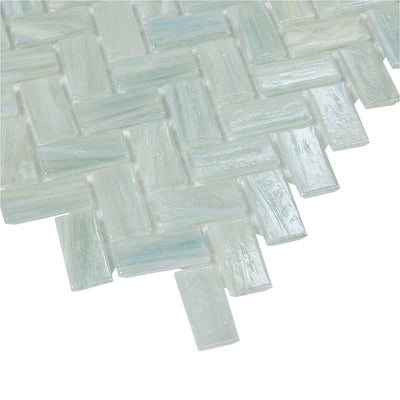 Shimmer Herringbone Mosaic 12X12 Waters Edge Textured