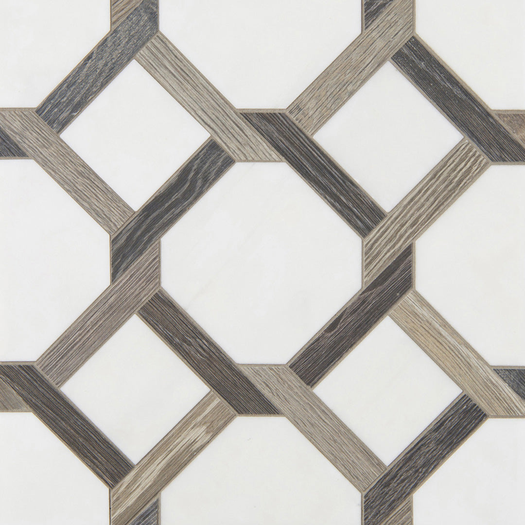 Sterling Row Rattan Mosaic 8-1/16X8-1/8 Charcoal Natural