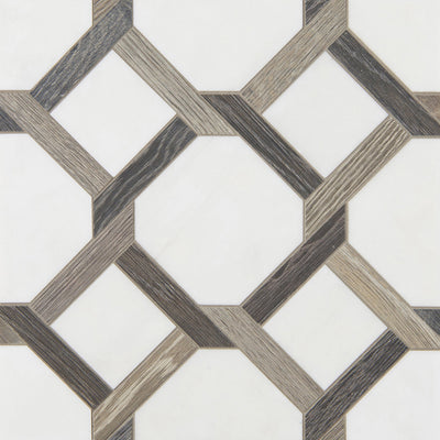 Sterling Row Rattan Mosaic 8-1/16X8-1/8 Charcoal Natural