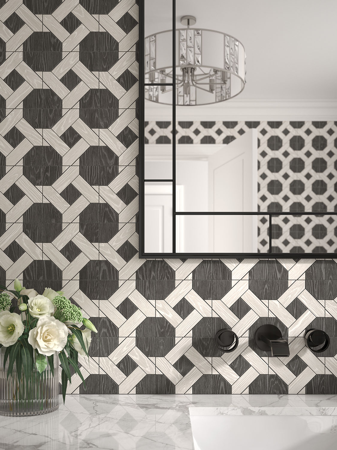 Sterling Row Mosaic 12-1/2X12-3/8 Charcoal Natural