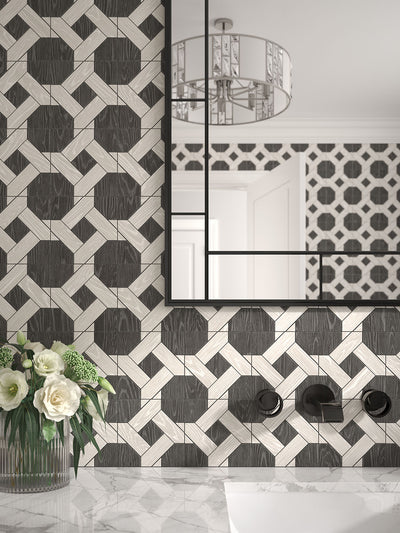 Sterling Row Mosaic 12-1/2X12-3/8 Charcoal Natural