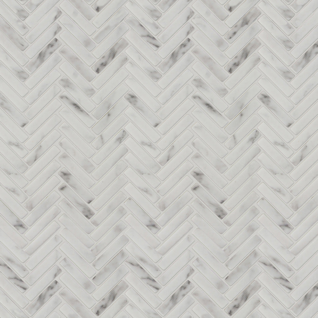 Studio Marble Impressions Herringbone Mosaic 12X12 Grey/White Honed