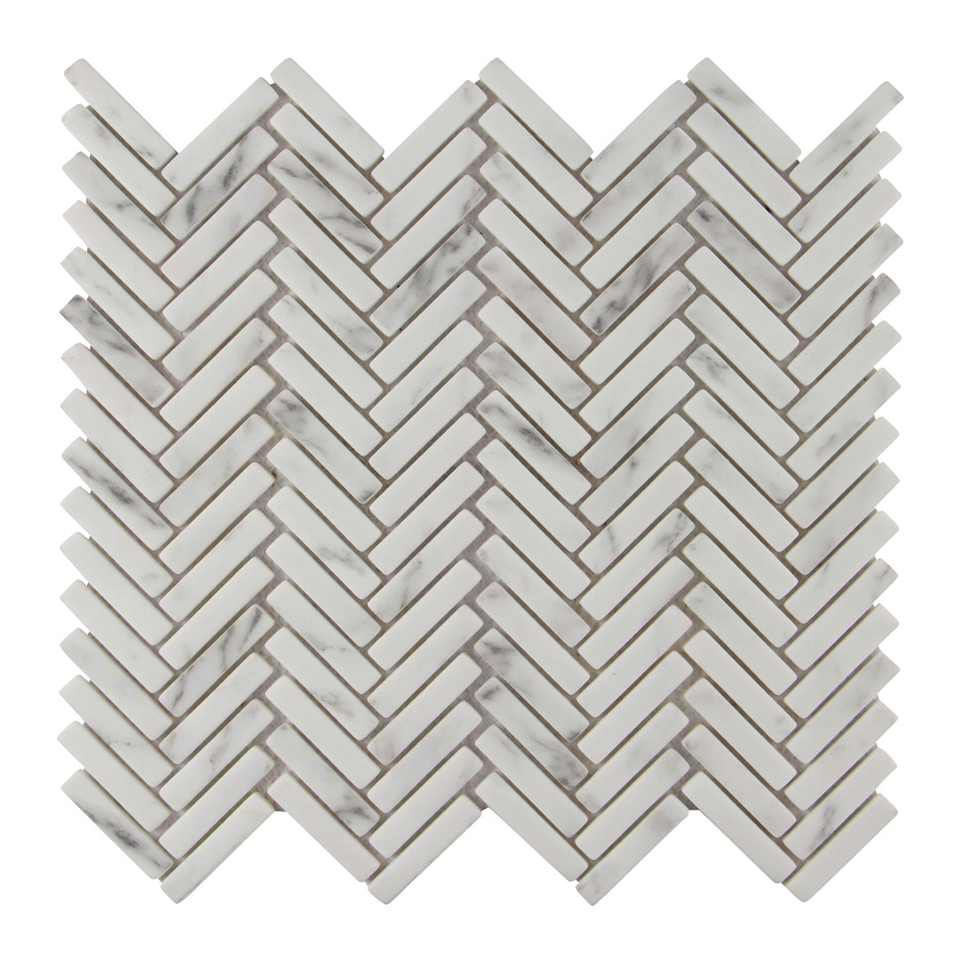 Studio Marble Impressions Herringbone Mosaic 12X12 Grey/White Honed