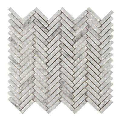 Studio Marble Impressions Herringbone Mosaic 12X12 Grey/White Honed