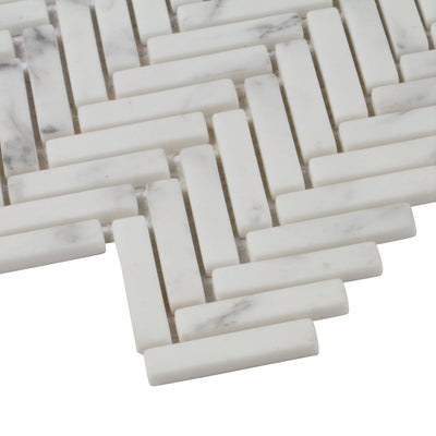 Studio Marble Impressions Herringbone Mosaic 12X12 Grey/White Honed