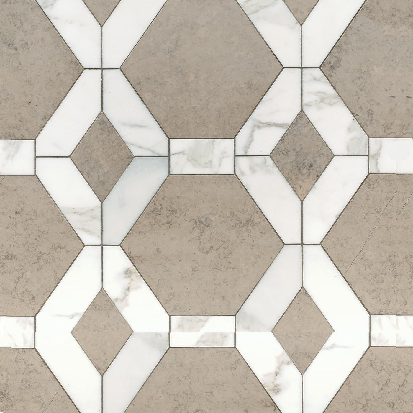 Studio Moderne Stone Mosaic 17-3/4X18 Calacata/London Grey Honed