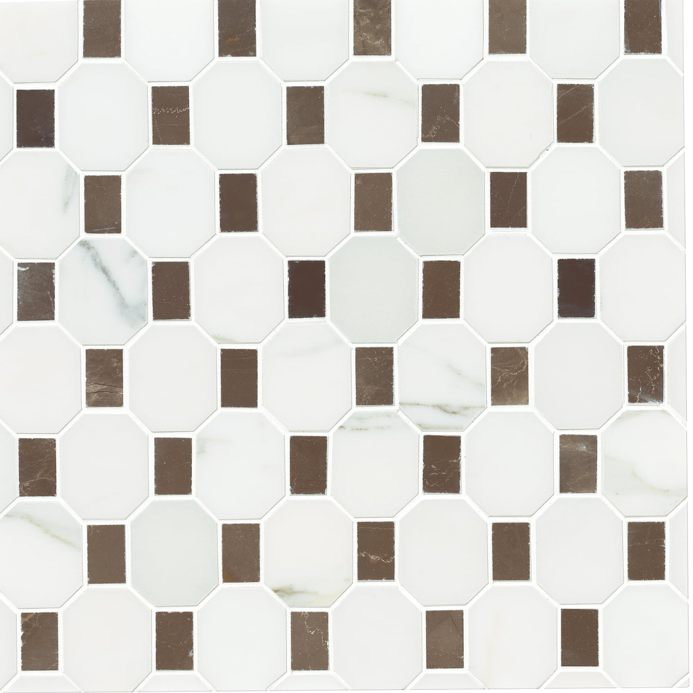 Studio Moderne Stone Mosaic 11-1/2X11-1/8 Calacata/Cafe Bruno Honed