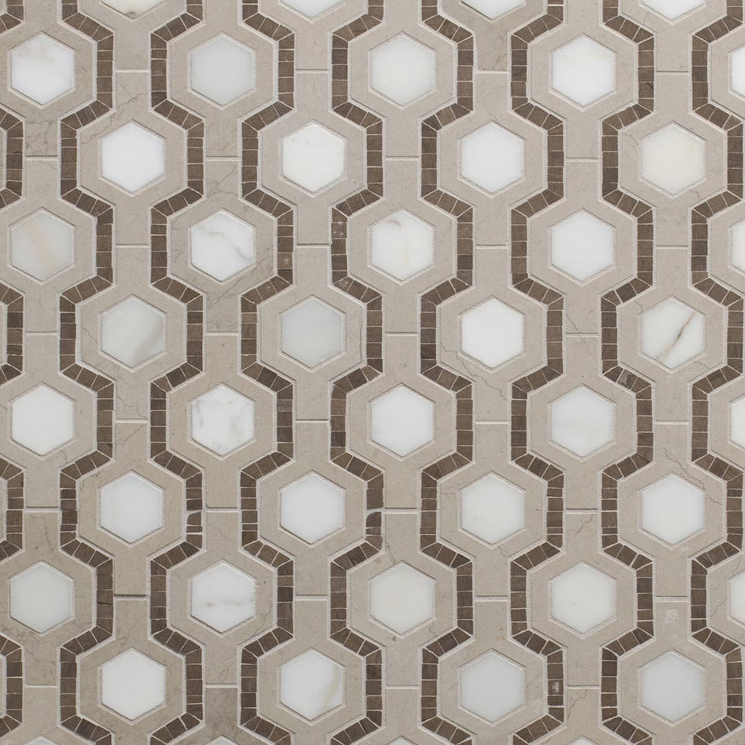 Tangent Hexagon Mosaic 13X13-3/16 Ash Grey Honed