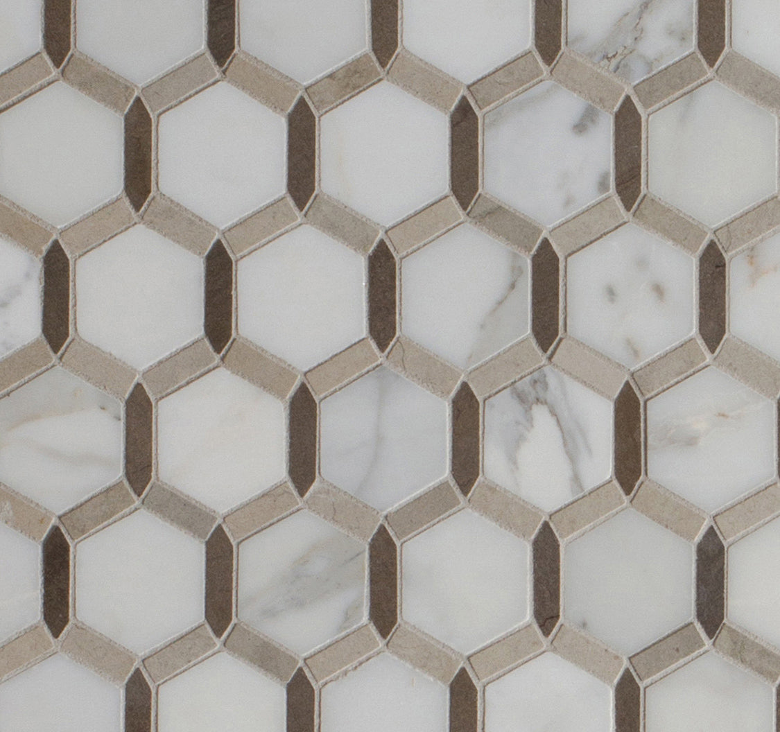 Tangent Hexagon Mosaic 11-1/4X8-5/8 Ash Grey Honed