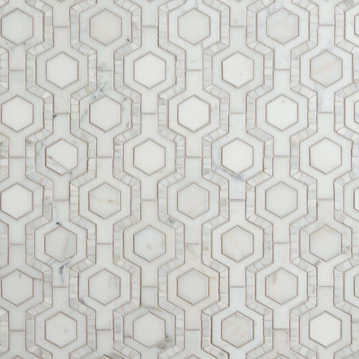 Tangent Hexagon Mosaic 13X13-3/16 Calacatta Honed