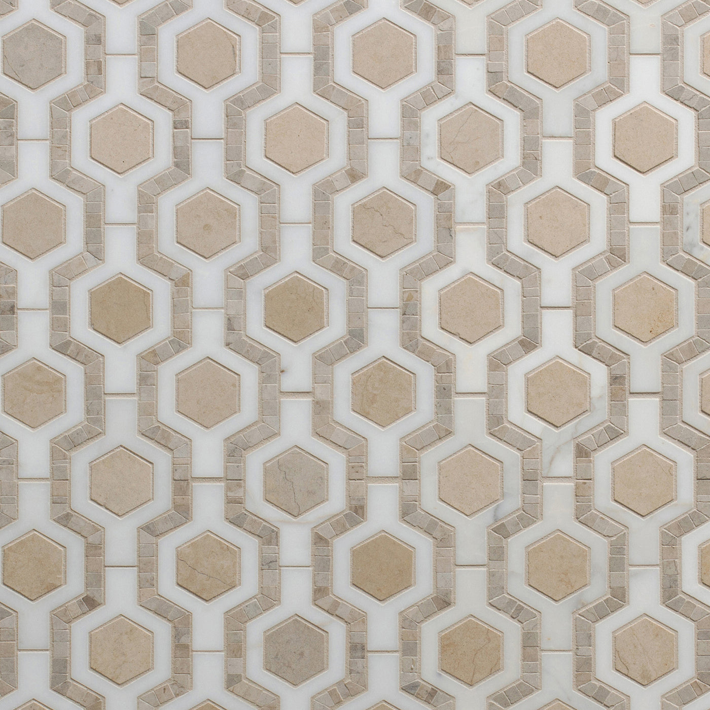 Tangent Hexagon Mosaic 13X13-3/16 Linen Honed