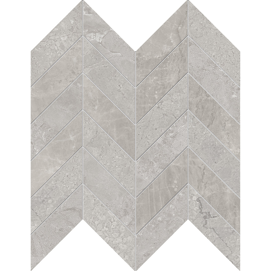 Velluto Chevron Mosaic 12X12 Grey Matte
