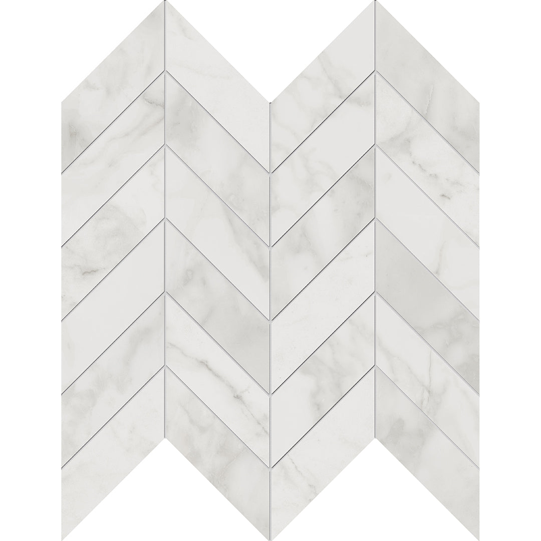 Velluto Chevron Mosaic 12X12 White Matte