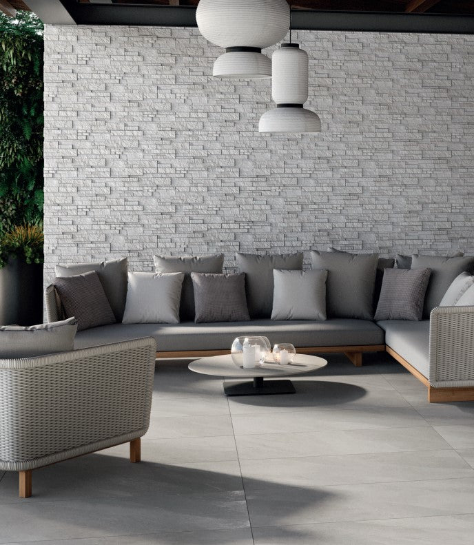 HURRICANE PORCELAIN TILE 24X48 SILVER MATTE LIFESTYLE SHOT