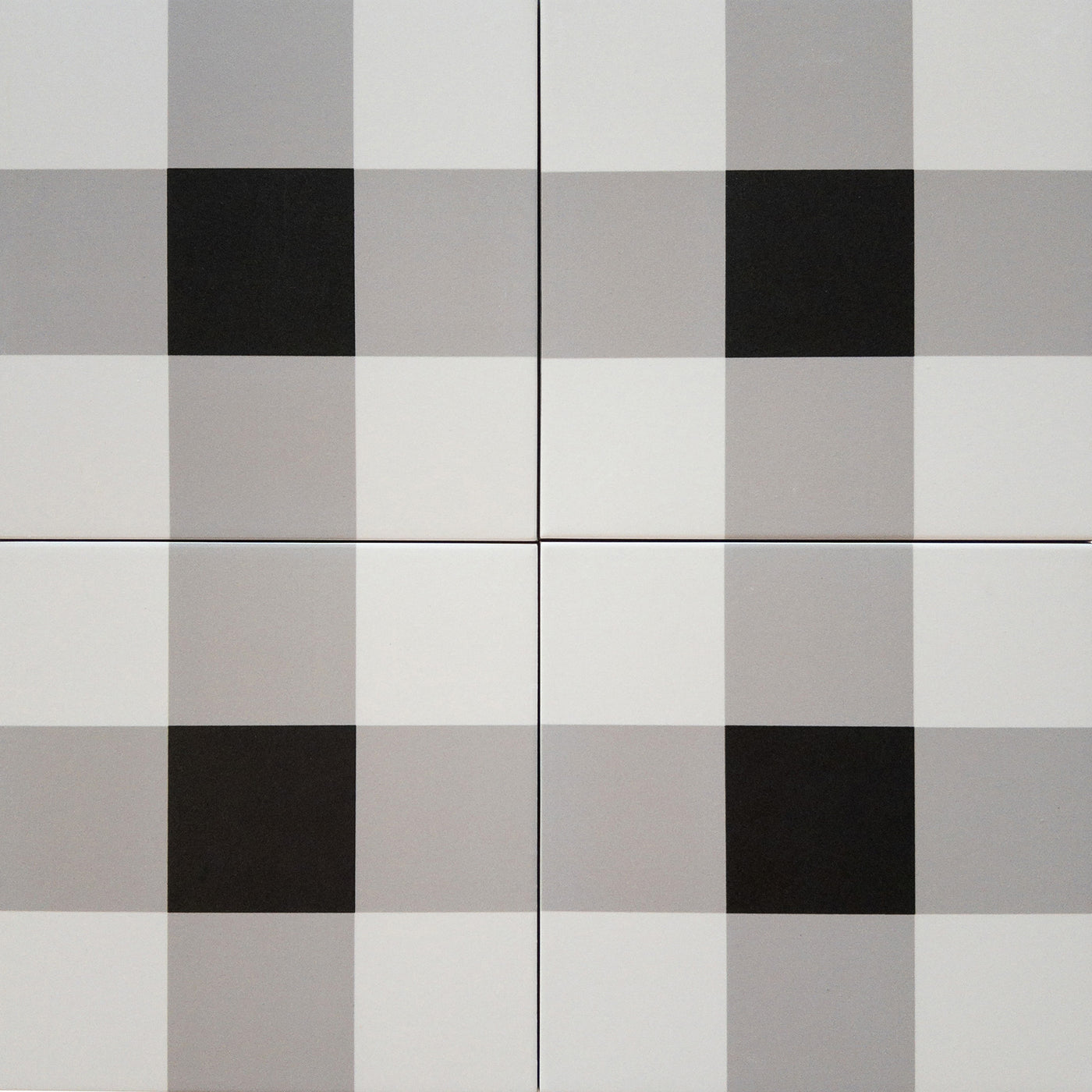 Studio Porcelain 8X8 Plaid White & Black Matte