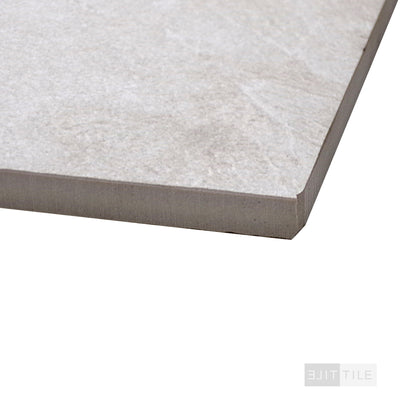 CORNERSTONE CERAMIC TILE 12X24 SLATE WHITE NATURAL PRIMARY CORNER SHOT