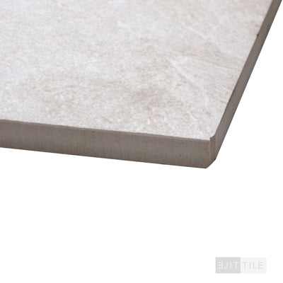 CORNERSTONE CERAMIC TILE 18X36 SLATE WHITE NATURAL PRIMARY CORNER SHOT