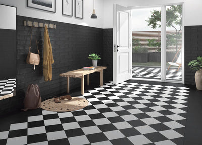 Mallorca Brick Wall Tile 3X12 Black Glossy