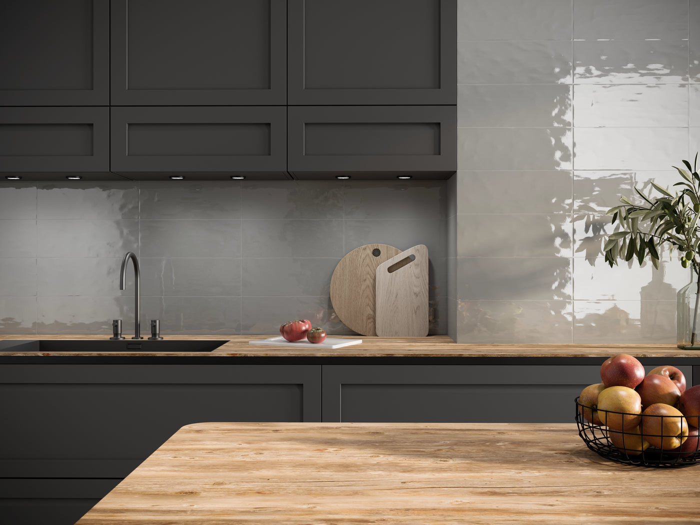 Onda Wall Tile 6X16 Grey Glossy
