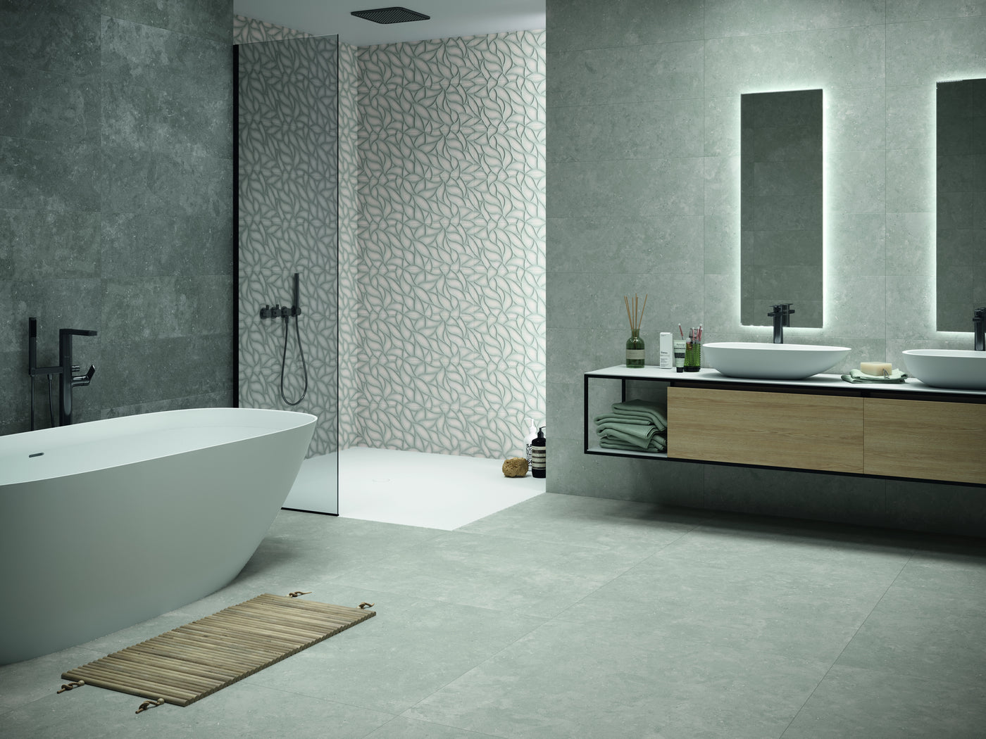 Porcelanite -Wall 9541 Releive 12X36 Gris Matte