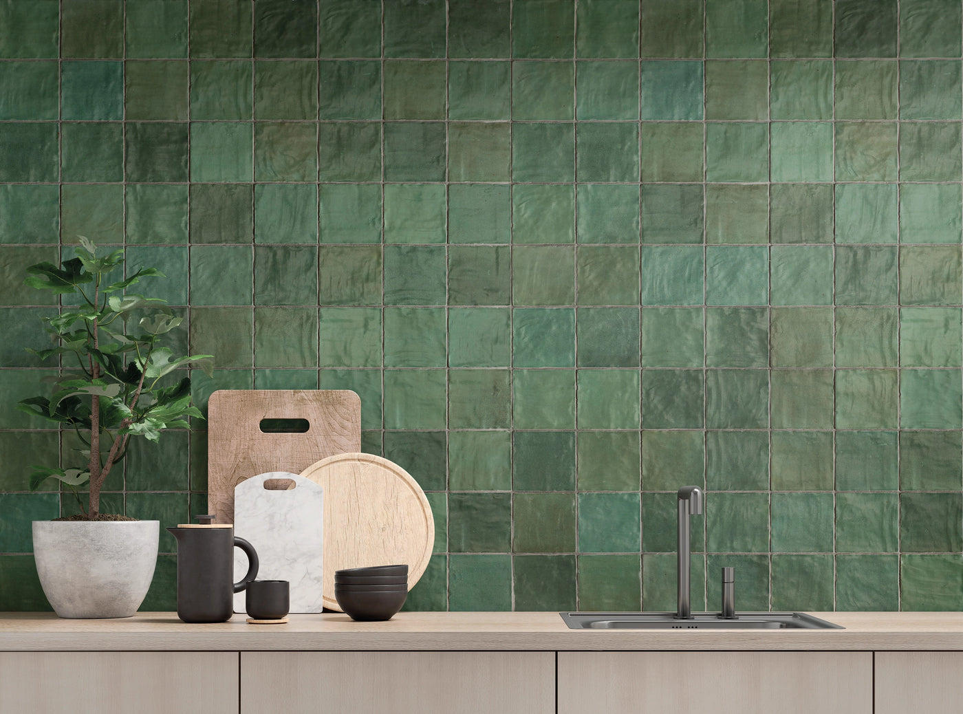 Sahn Wall Tile 4X4 Green Matte
