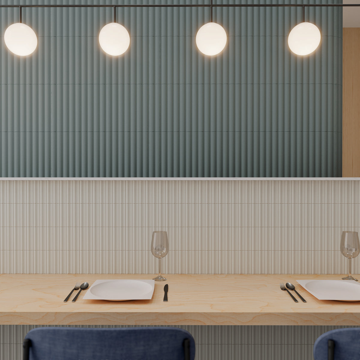 General room setting highlighting Faces White 5X10 Glossy Ceramic Tile in everyday use alongside surrounding decor