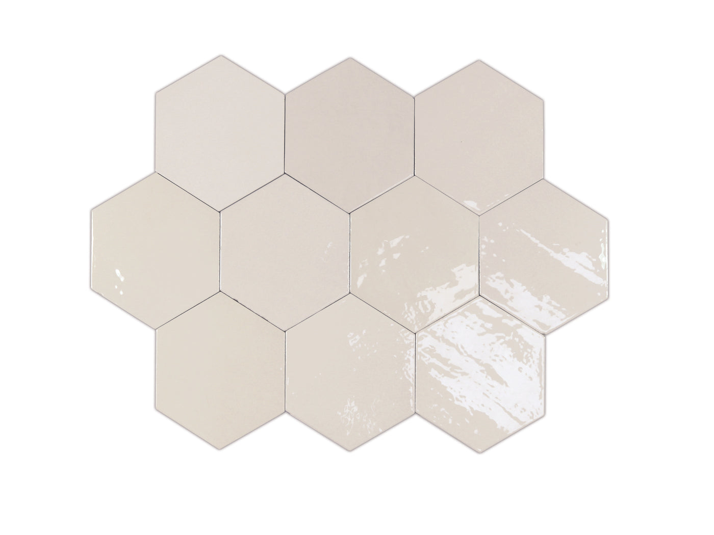 Zellige Hexa Glossy 4X5 White