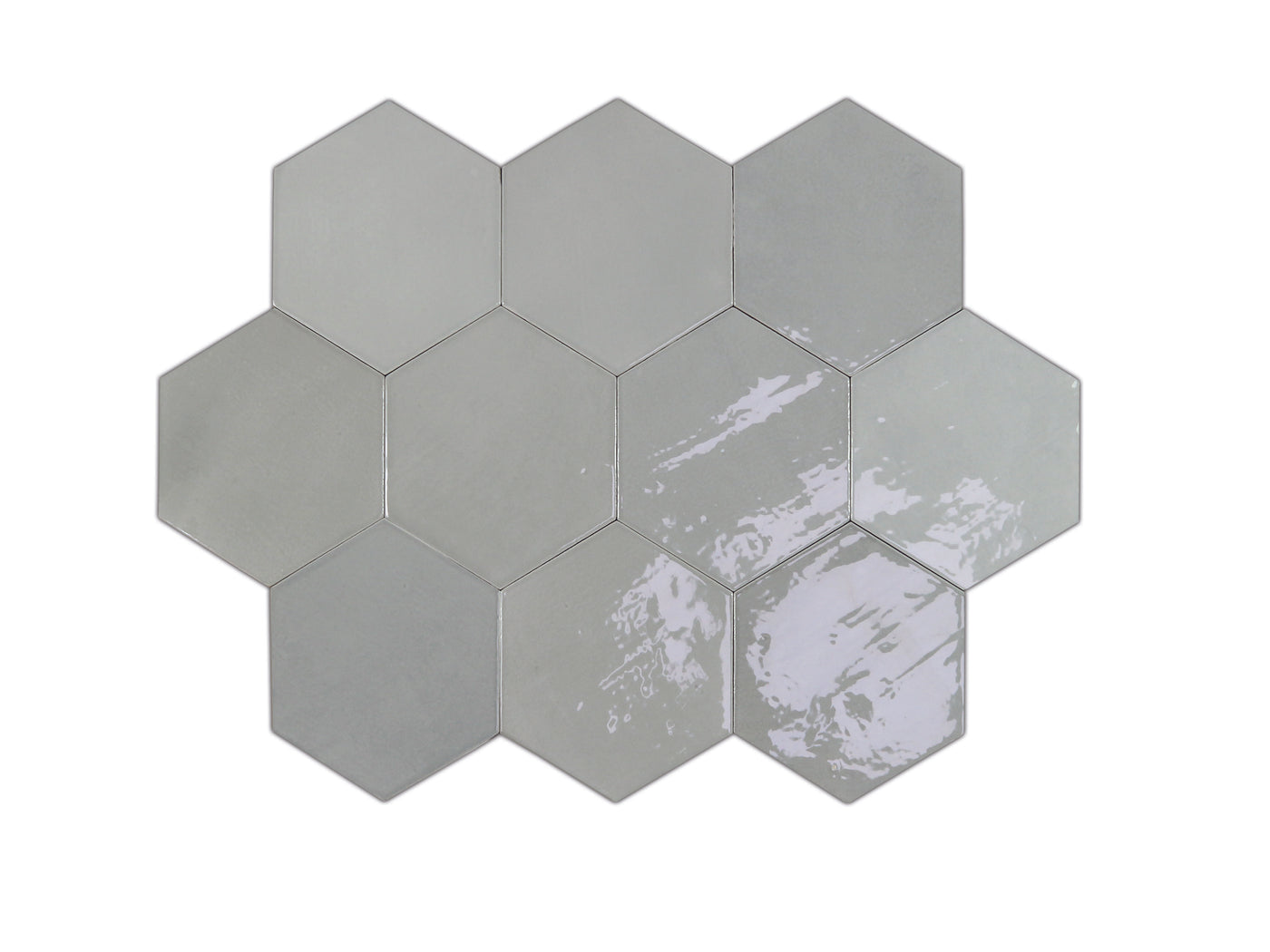 Zellige Hexa Glossy 4X5 Grey