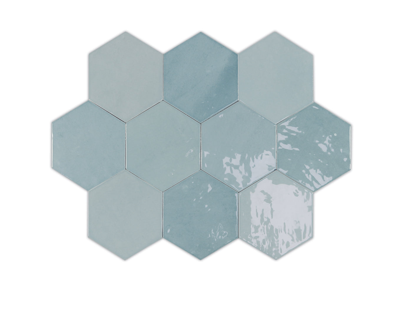 Zellige Hexa Glossy 4X5 Aqua