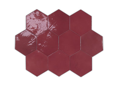 Zellige Hexa Glossy 4X5 Wine