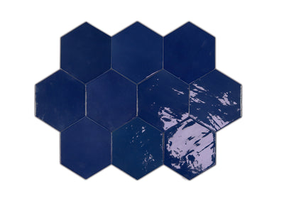 Zellige Hexa Glossy 4X5 Cobalt