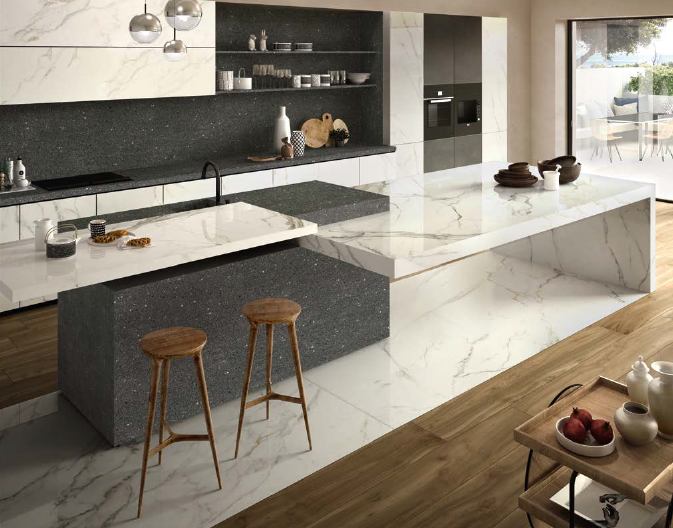 Porcelain Slabs 63X126 Calacatta Oro Polished Book-Matched A