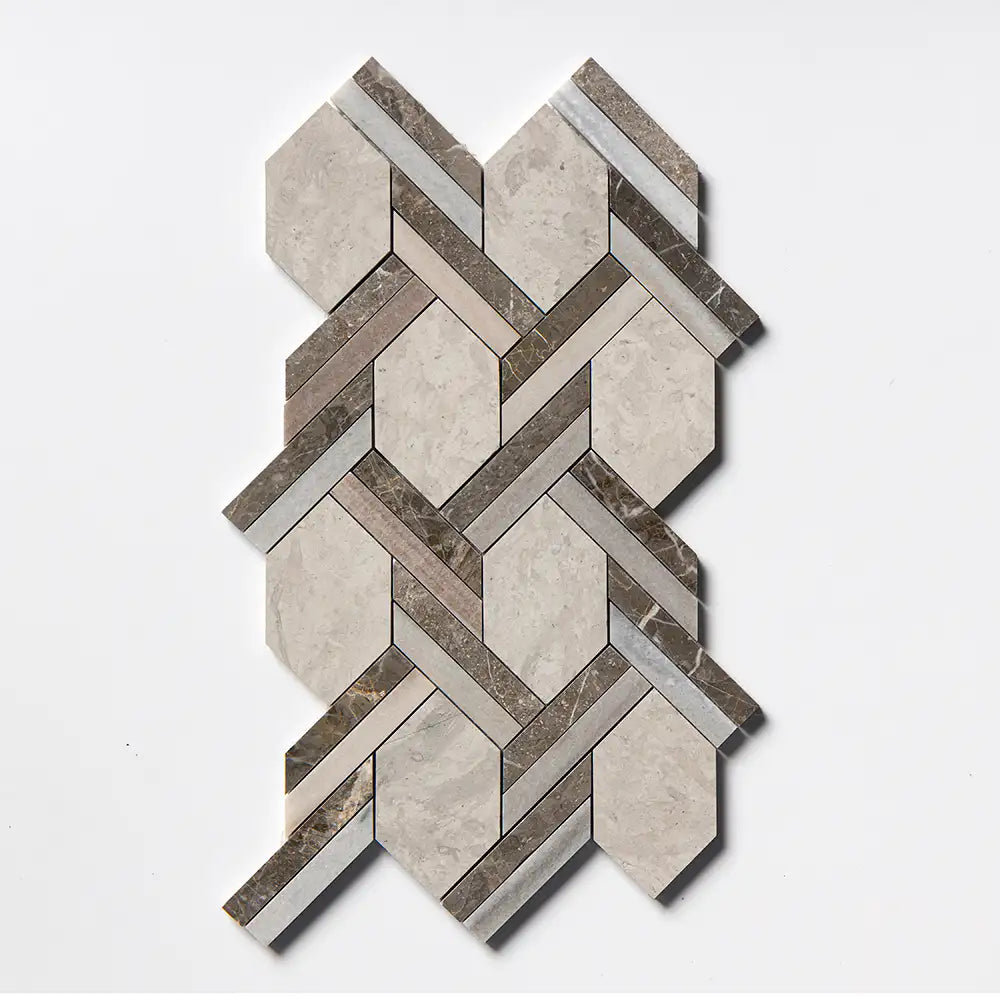 Britannia Braided Hexagon Mosaic 9-11/16X16-7/16 Britannia Multi Finish