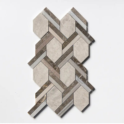 Britannia Braided Hexagon Mosaic 9-11/16X16-7/16 Britannia Multi Finish
