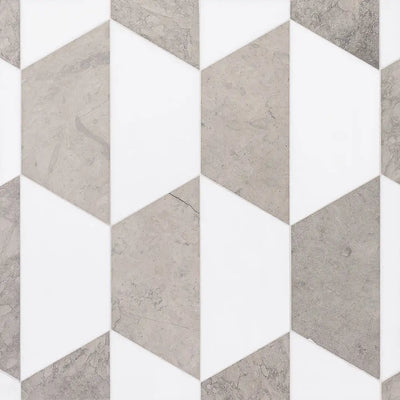 Britannia Hexagon Mosaic 8X8 Britannia Snow White Honed
