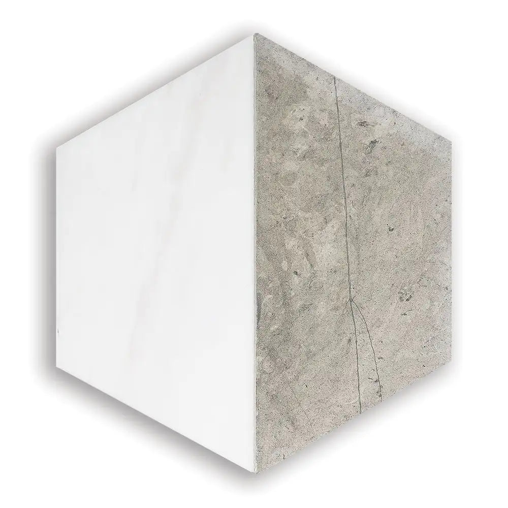 Britannia Hexagon Mosaic 8X8 Britannia Snow White Honed